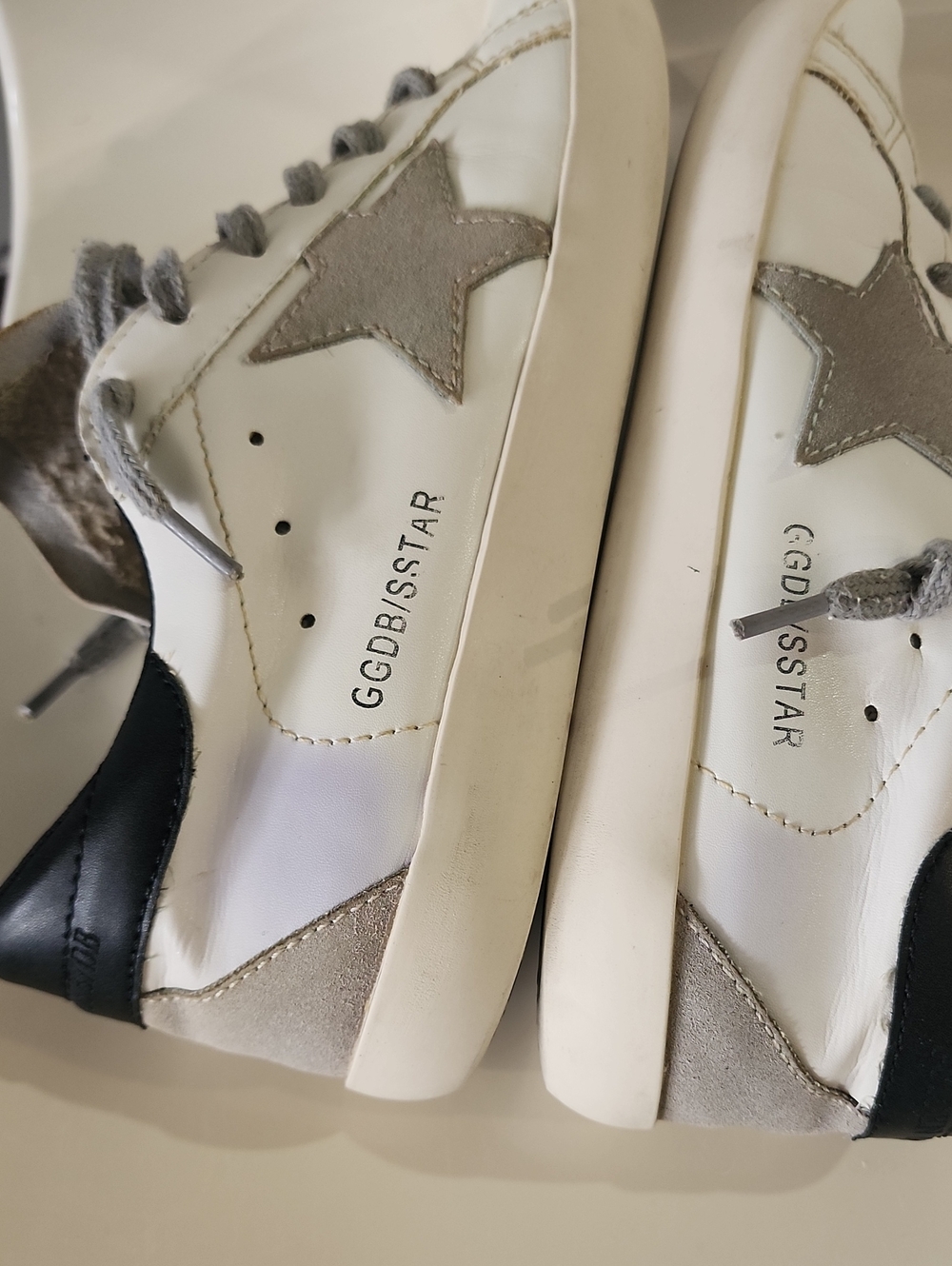 Golden Goose White Leather Sneakers with Gray Star Accent - Picture 6 of 15
